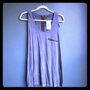 Women’s LG Navy Racerback Tank with Zipper Pocket